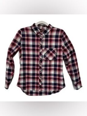 Banana Republic Red White and Blue Button Down Long Sleeve Shirt Plaid Design